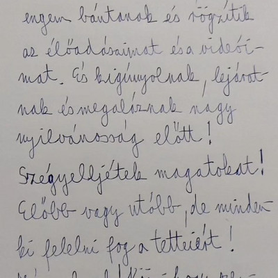Vadász Gyula fenyegető levele a trolloknak