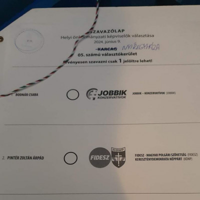 Magyar Szavazòlap kitöltve Mc Isti nevère