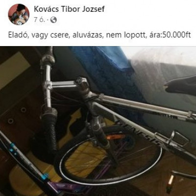 Macsicska Tibi árulja a környékről lopott kerékpárt