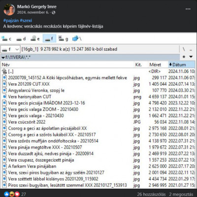 Markó Gergely mutogatja, hogy hány darab pornóképet csinált Verával