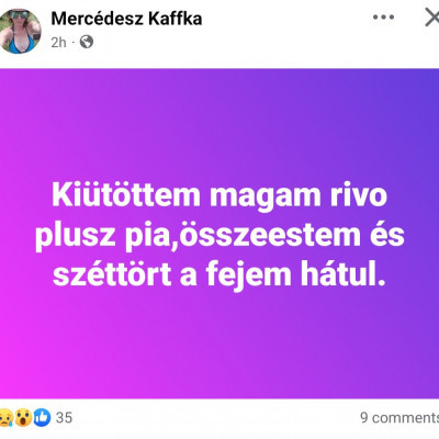 Kaffka Tetyò Facebook Posztja: Baj, Baj hátàn