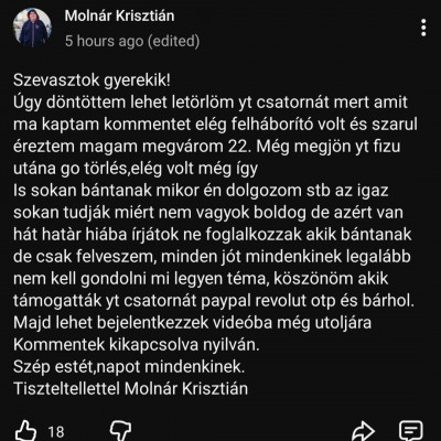 Molnàr Krisztiàn fel van hàborodva