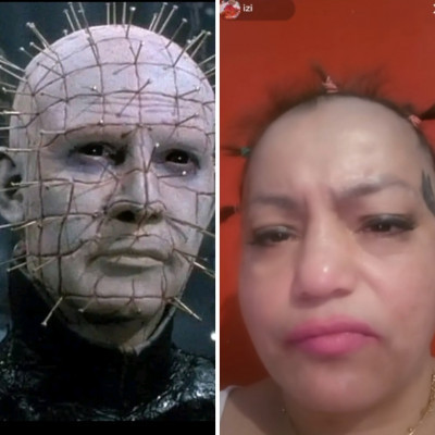 Fogatlan, haja kihullott Hellraiser fejű Varga Irén
