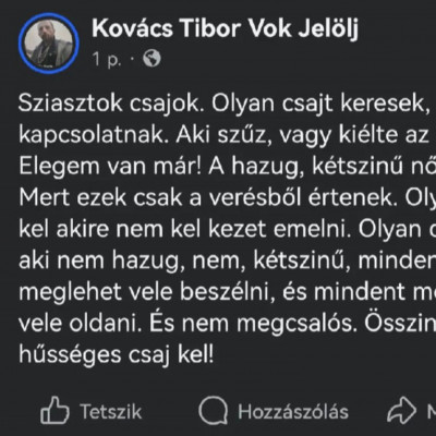 Macsò Tibi olyan szűz csajt keres akire nem kell kezet emelni