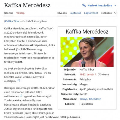 Kaffka Tibcédesz Történelem a Trash Wikipédiàn