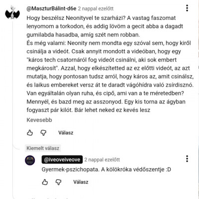 Hájas reakciója a kommentemre