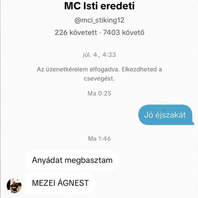Szarfétises Pipivel való TikTok privát üzenetváltás 2026.01.30.