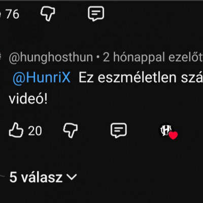 Humbár gutszta gyűlölködő kommentje egy hunrix nevű videós videója alatt