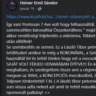 HSP Ernőke kiborul és gyűlölködik a facebookon.