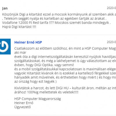 Heiner Ernő DIGI gyűlölködés