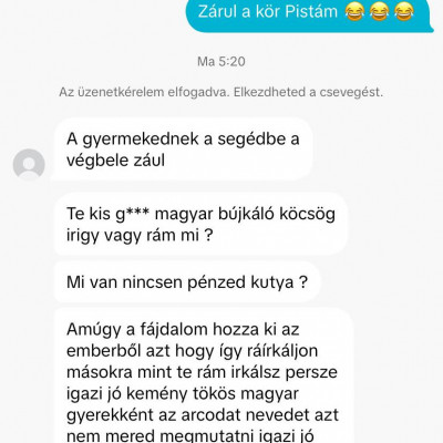 Pistike gyerekezéses gyűlölködése a zárul a kör üzenetre