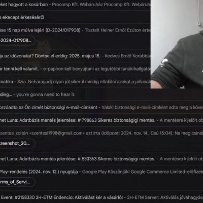 ernő saját maga által kileakelt árulkodós mailjei a rendőrségnek (gyűjtemény)