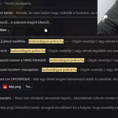 ernő saját maga által kileakelt árulkodós mailjei a rendőrségnek (gyűjtemény)