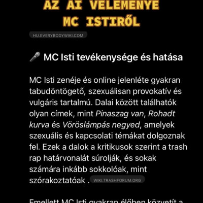 Az A.I. vèlemènye MC istiről