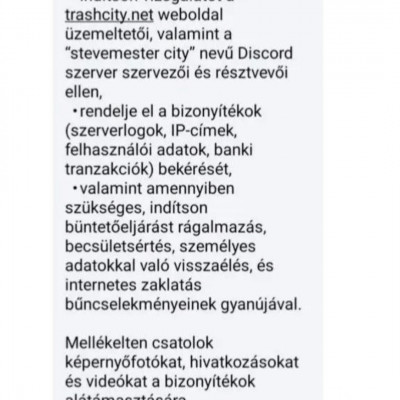 Sztív Hazugmester Rendőrségi Beadvànya a TrashCity ellen