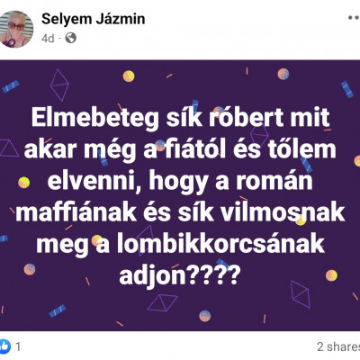 Selyem Jàzmin facebookon gyűlölködve randalírozik