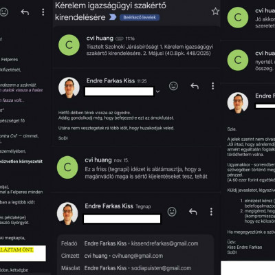 Endre skizo Cvi Huang-gal szájcsatázik e-mailben