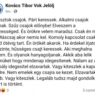 Fogatlan Macsò Tibi pàrt keres! Szűz csajok előnyben!