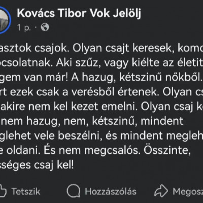 Macsò Tibi olyan szűz csajt keres akire nem kell kezet emelni
