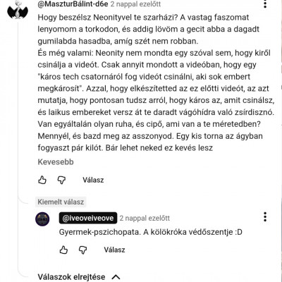 Hájas reakciója a kommentemre