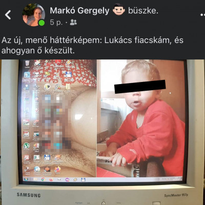 Elmebeteg Markó Gergely pornókép mellett nézegeti a gyerekét (utólag cenzúrázva)