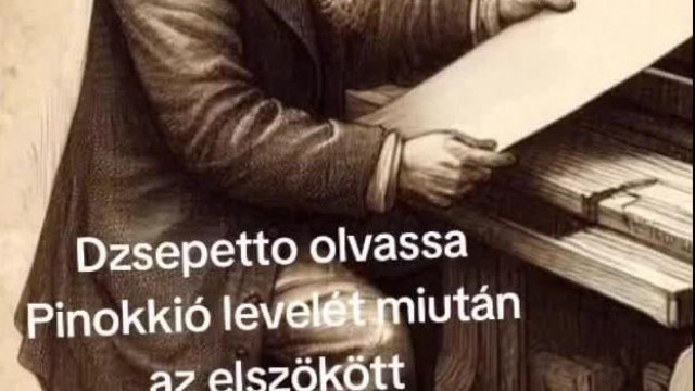 MC Dzsepetto olvassa Pinokkió levelét, miután az elszökött tőle