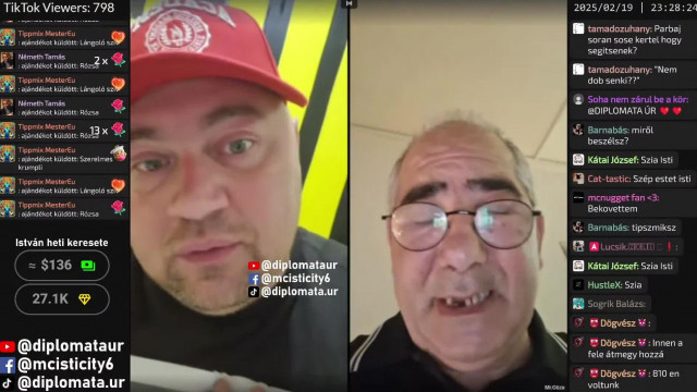 MC Léggömbfej Tiktok live a fogatlan Mr Gézával 2025.02.18.