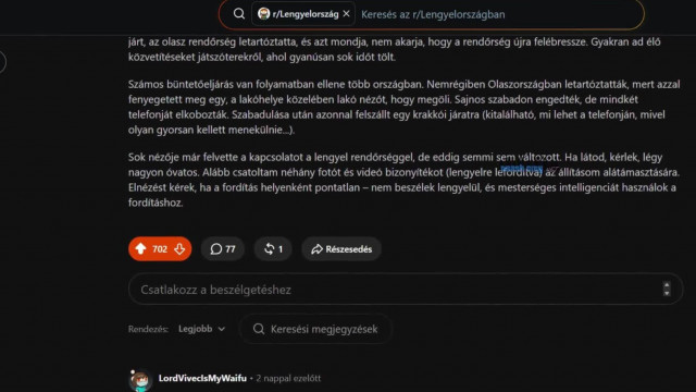 MC Picúr az Utcán Nőket Késelő Incel - lengyel lakosokat figyelmeztető reddit poszt (magyar fordítással) 2026.07.31