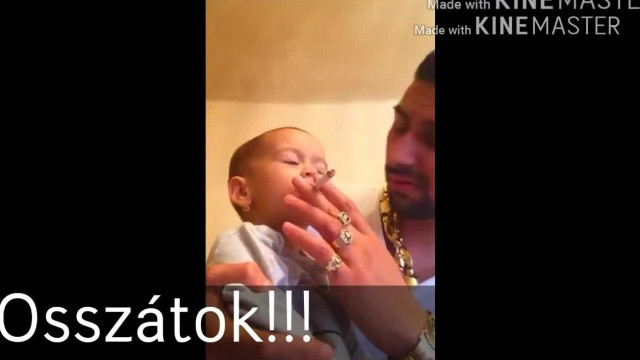 Lőrinczfalvi Gusztáv (Lakatos Brandon) kisbabát dohányoztat